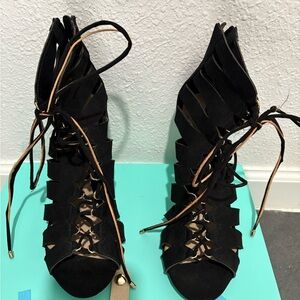 Aldo Black Strappy Heeled Sandals